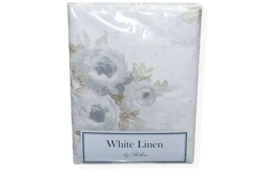 COMPLETO LENZUOLA SINGOLO BELLORA WHITE LINEN MODELLO FIORE V38 GRIGIO