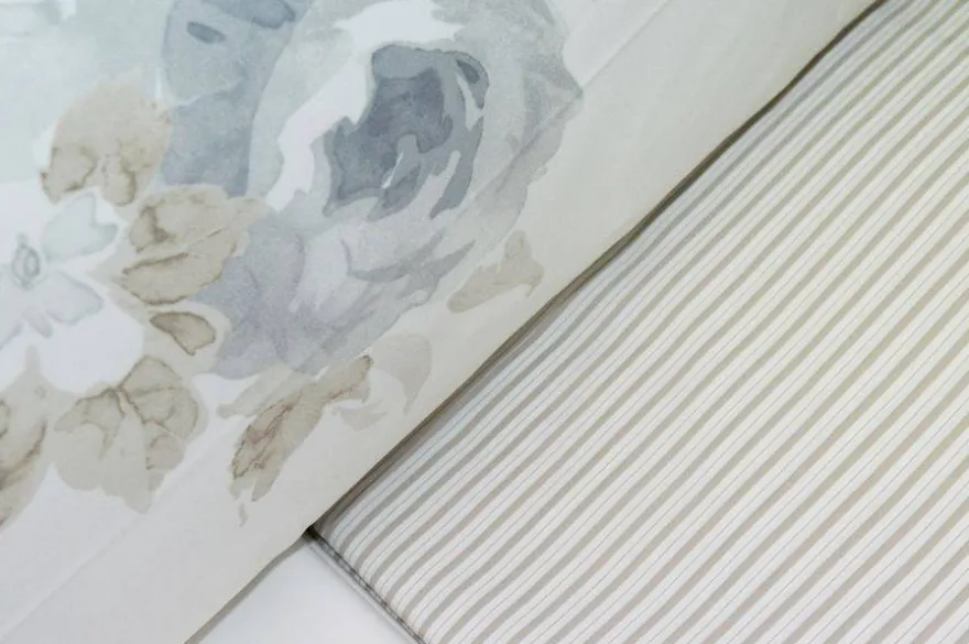 COMPLETO LENZUOLA SINGOLO BELLORA WHITE LINEN MODELLO FIORE V38 GRIGIO