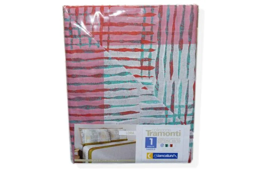 COMPLETO LENZUOLA SINGOLO BIANCALUNA MODELLO LORA VAR. ROSA 4800