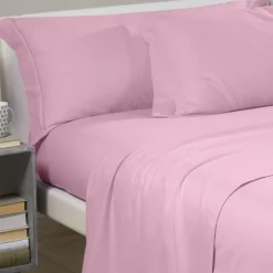 COMPLETO LENZUOLA SINGOLO FLANELLA CALEFFI TINTA UNITA VAR. ROSA
