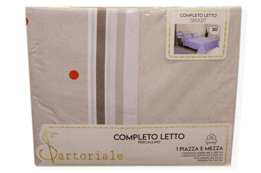 COMPLETO LENZUOLA UNA PIAZZA E MEZZO SARTORIALE MODELLO SMART VAR. ECRU