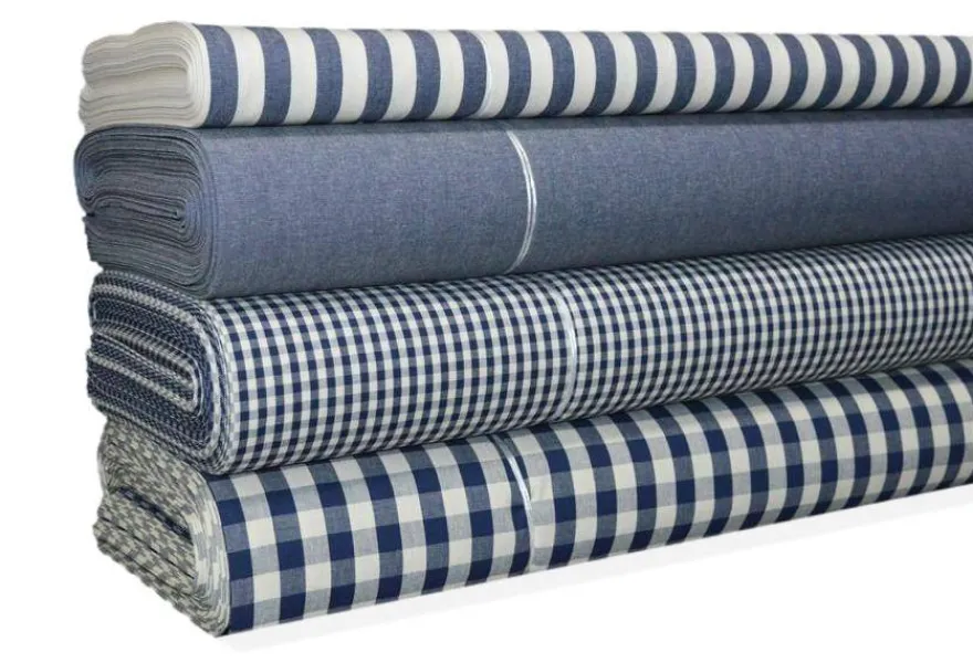 COORDINATI PURO COTONE RIGA QUADRETTO E UNITO MARINO
