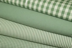 COORDINATI PURO COTONE RIGA QUADRETTO E UNITO VERDE