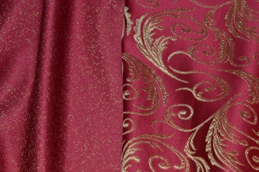 COORDINATI UNITO E JACQUARD LUREX ROSSO BORDEAUX/ORO