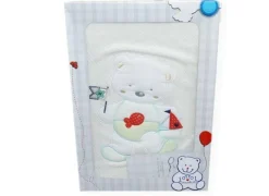 COPERTA CULLA IN JERSEY DOPPIATO PURO COTONE DISEGNO ORSETTO VERDINO