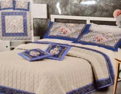 COPRILETTO TRAPUNTATO MATRIMONIALE GFFERRARI MODELLO GOLD VARIANTE BLU 09