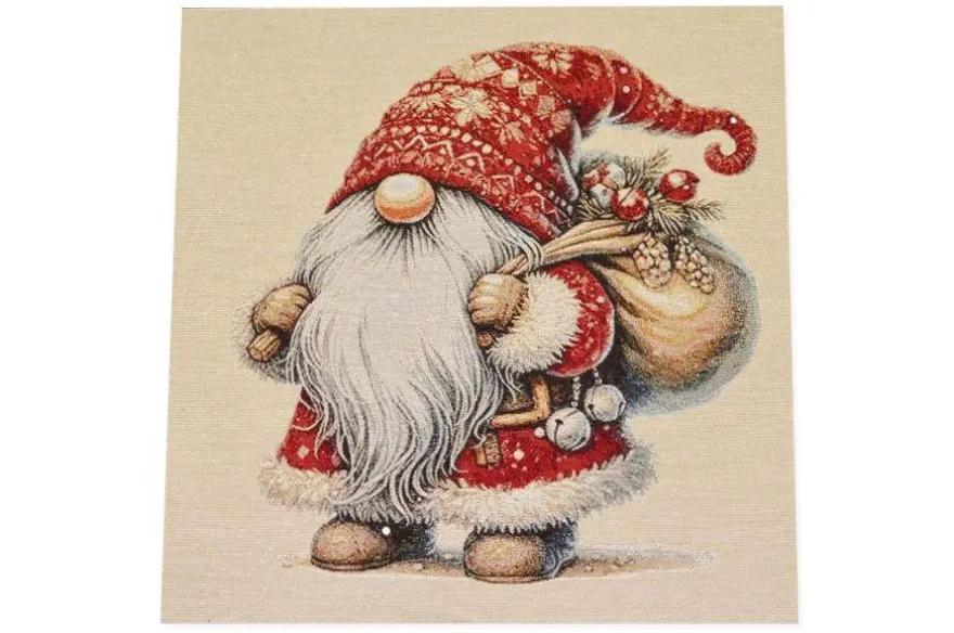 GOBELIN FANTASIA NATALE GNOMO CON REGALI 15269 MISURA CM 47X47