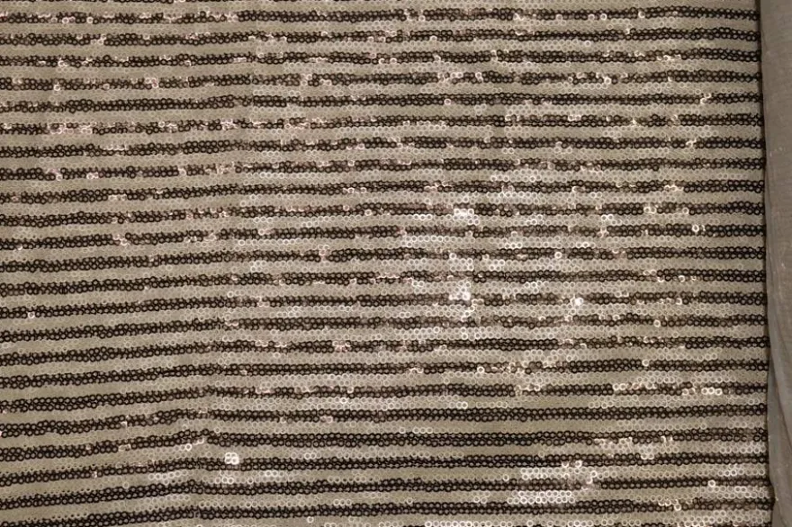 PAILLETTES CUCITE STRETCH RIGA BEIGE/MARRONE SCURO