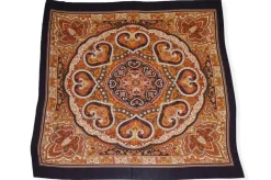 PANNELLI MISTO CASHMERE SETA FANTASIA PIAZZATA FOULARD BEIGE ARANCIO E NERO