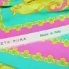 PANNELLO CREPE DE CHINE PURA SETA FANTASIA PIAZZATA VERDE FUCSIA