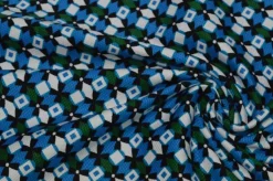 PIQUET STRETCH NIDO D'APE FANTASIA GEOMETRICA BLU