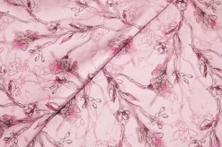 SCAMPOLO BROCCATO FIORE STILIZZATO FONDO ROSA