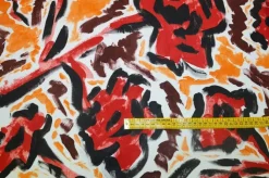 SCAMPOLO GABARDINE COTONE FANTASIA STILIZZATA ROSSA ARANCIO