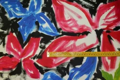 SCAMPOLO GABARDINE COTONE PESANTE FANTASIA FIORE STILIZZATO