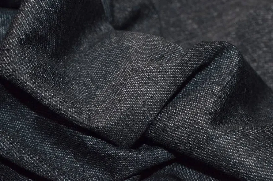SCAMPOLO JERSEY STAMPA EFFETTO JEANS NERO