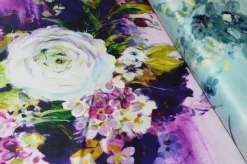 SCAMPOLO RASONE FANTASIA ALTA MODA BOUQUET VIOLA AZZURRO