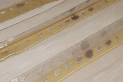 SCAMPOLO TENDA CON POIS IN ORGANZA ARGENTO E LILLA