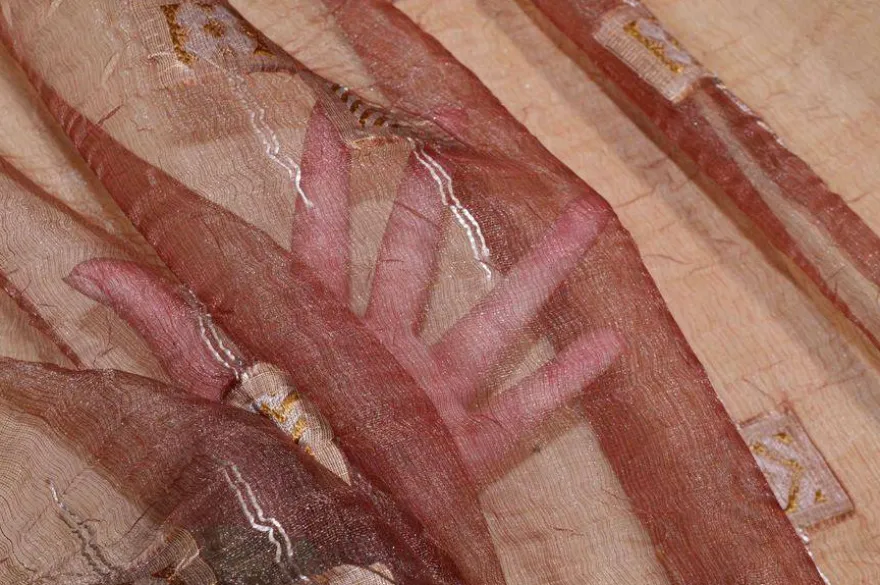 SCAMPOLO TENDA ORGANZA EFFETTO STROPICCIATO ROSSO SCURO CANGIANTE