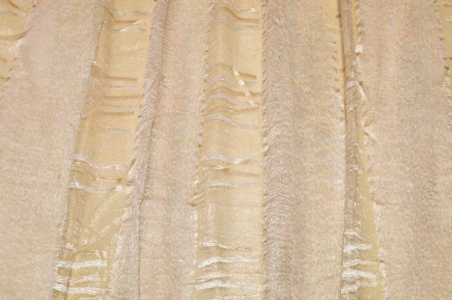 SCAMPOLO TENDA ORGANZA FANTASIA GEOMETRICA ORO E BEIGE