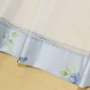 SCAMPOLO TENDINO BIANCO CON BORDO FLOREALE AZZURRO