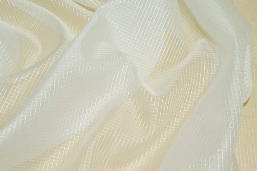 SCAMPOLO TENDINO ORGANZA QUADRETTO TONO SU TONO PANNA