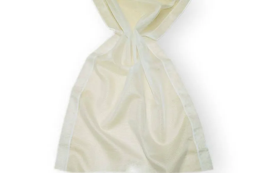 SCAMPOLO TENDINO ORGANZA QUADRETTO TONO SU TONO PANNA