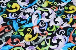 SCAMPOLO VISCOSA FANTASIA MULTICOLOR FONDO NERO
