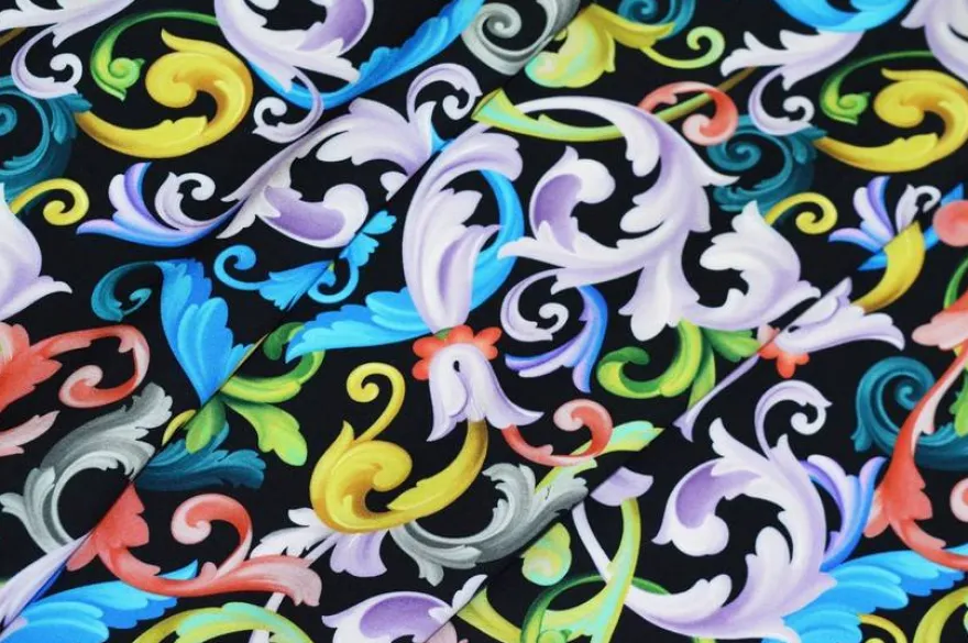 SCAMPOLO VISCOSA FANTASIA MULTICOLOR FONDO NERO
