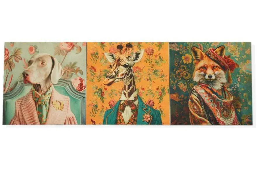 SET 3 PANNELLI DISEGNO ANIMALI 2 CM 47x47
