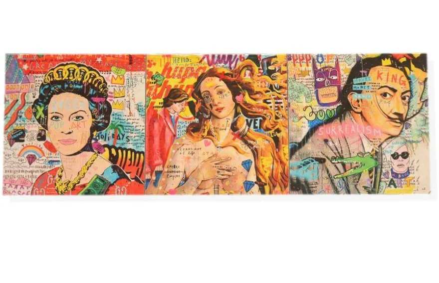 SET 3 PANNELLI DISEGNO STREET ART 3 CM 47x47