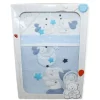 SET 3 PEZZI COPERTA CULLA DISEGNO CAGNOLINO AZZURRO