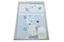 SET 3 PEZZI COPERTA CULLA DISEGNO CAGNOLINO AZZURRO