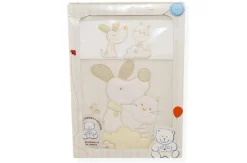 SET 3 PEZZI COPERTA LETTINO DISEGNO CANE E GATTO BEIGE
