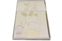 SET 3 PEZZI COPERTA LETTINO DISEGNO CANE E GATTO BEIGE