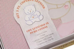 SET 3 PEZZI COPERTA LETTINO DISEGNO CAGNOLINO ROSA