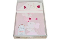 SET 3 PEZZI COPERTA LETTINO DISEGNO CAGNOLINO ROSA