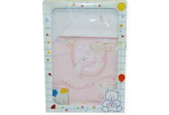 SET 3 PEZZI LETTINO DISEGNO CONIGLIETTO AMACA ROSA