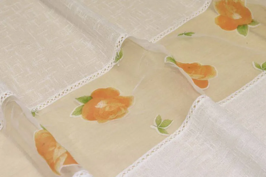 TENDINO CON INSERTO ORGANZA FIORE ARANCIONE