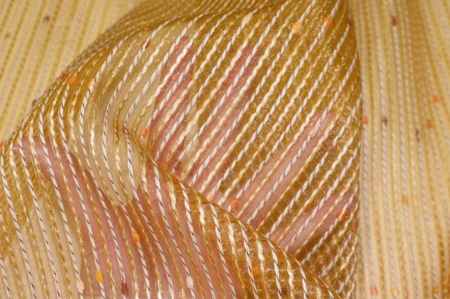 TENDINO FONDO ORGANZA CON RICAMO IN RILIEVO