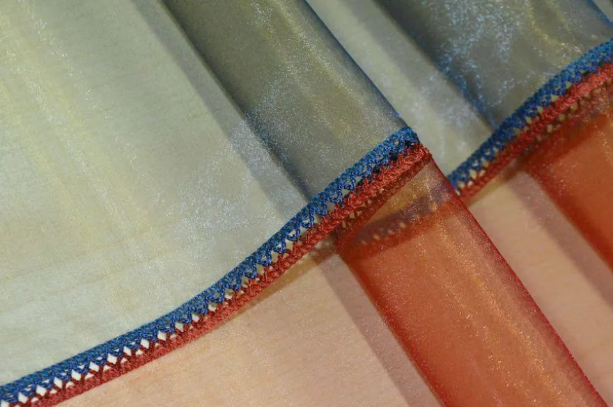 TENDINO ORGANZA ARANCIO CANGIANTE BLU