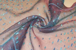 TENDINO ORGANZA AZZURRO CANGIANTE ROSSO