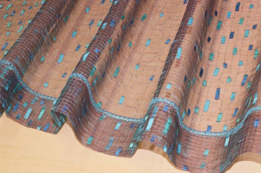 TENDINO ORGANZA AZZURRO CANGIANTE ROSSO