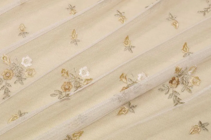 TENDINO TULLE RICAMATO FIORELLINO BEIGE