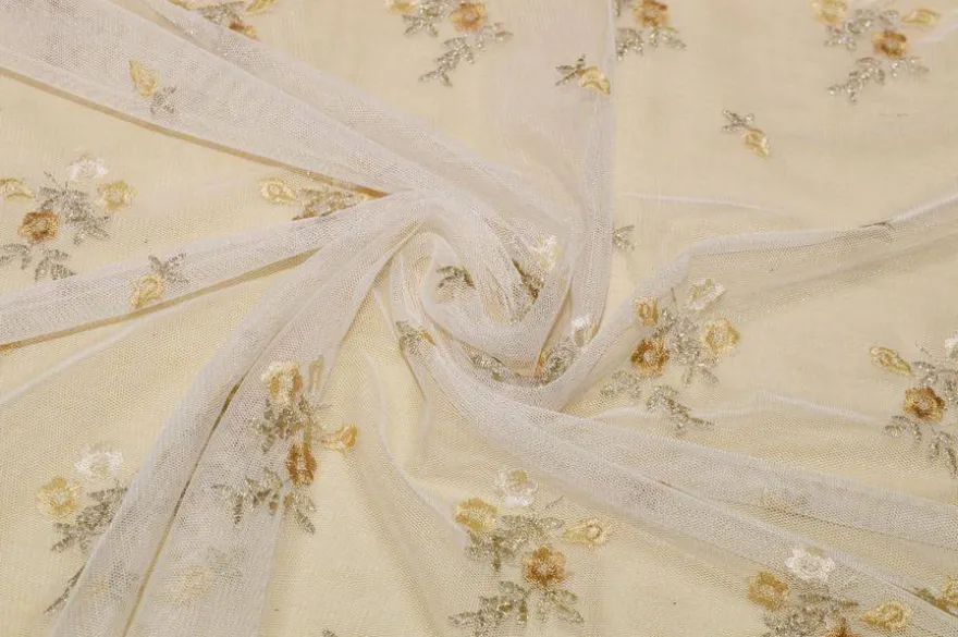 TENDINO TULLE RICAMATO FIORELLINO BEIGE