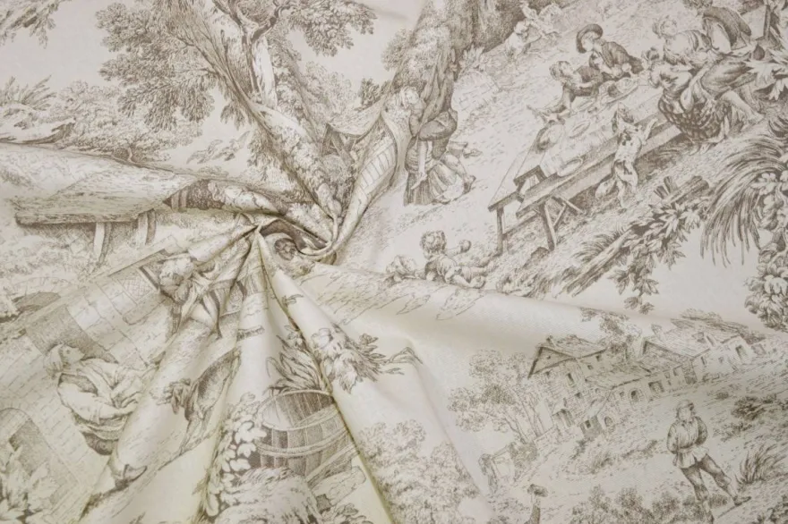 TESSUTO ANTIMACCHIA PURO COTONE TOILE DE JOUY BEIGE