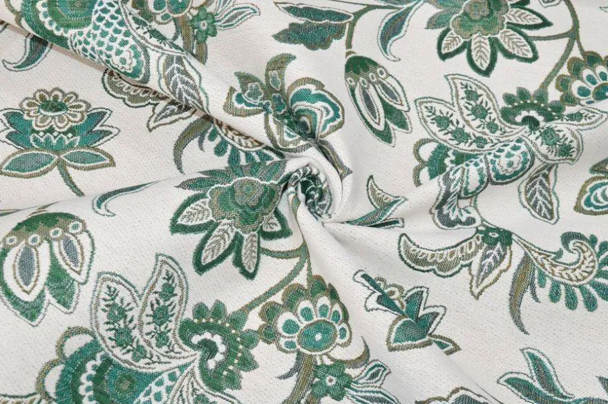 TESSUTO ARREDO CASA GOBELIN FANTASIA FIORE STILIZZATO VERDE
