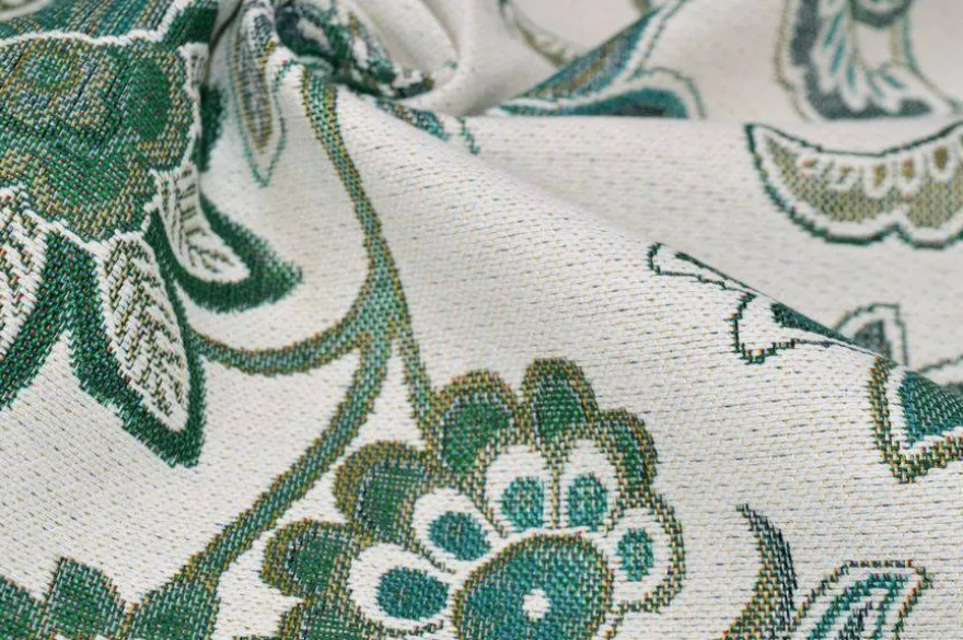 TESSUTO ARREDO CASA GOBELIN FANTASIA FIORE STILIZZATO VERDE