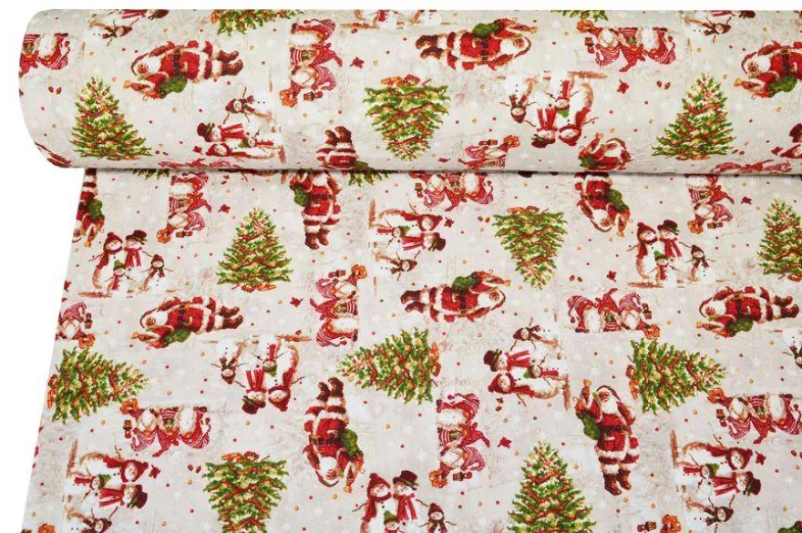 TESSUTO ARREDO FANTASIA BABBO NATALE
