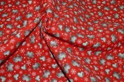 TESSUTO ARREDO FANTASIA CUORI FONDO ROSSO