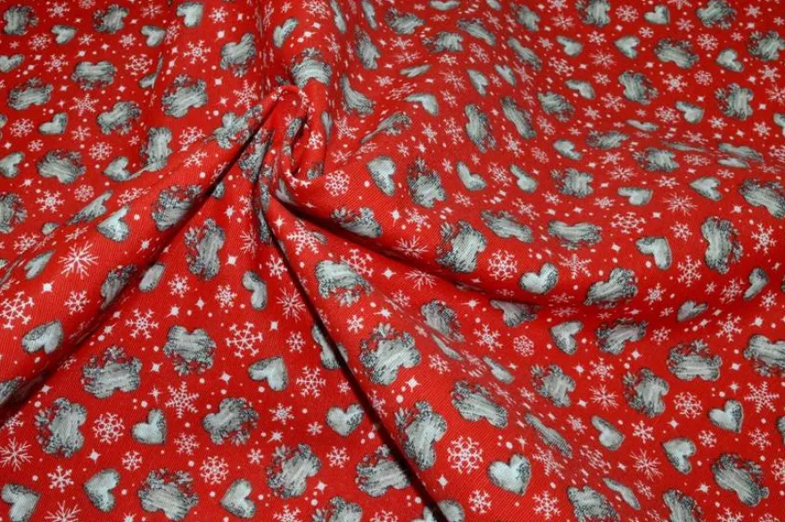 TESSUTO ARREDO FANTASIA CUORI FONDO ROSSO